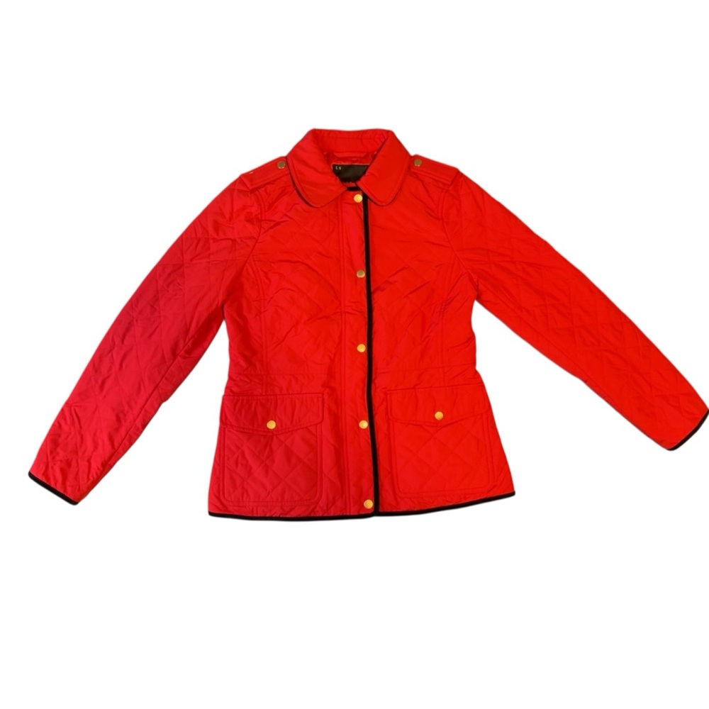 Talbots Red Quilted Snap Front Lightweight Pocket Jacket Size XS
